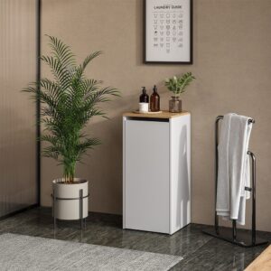 Badschrank mit Wäschkorb Weiß/Artisan 40.2x88.2cm 41x89x41cm Spanplatte Weiß Vicco Möbel Badezimmermöbel