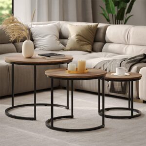 wohnli-moebel-suche-M26027546-1 Couchtisch-Set 3 Teile Holz 55x44.5cm 55x45x55cm Spanplatte Braun Vicco Möbel Wohnzimmermöbel Couchtische