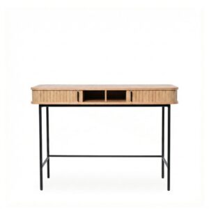 wohnli-moebel-suche-M26027638-1 Flurkonsole aus Eiche mit schwarzen Metallbeinen 35x76x120cm Holz Braun Koketto Home Möbel Wohnzimmermöbel Konsolentische