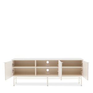 wohnli-moebel-suche-M26027655-1 150 cm TV-Möbel in Weiß mit geriffeltem Design 40x55x148cm Holz Weiß Koketto Home Möbel Wohnzimmermöbel TV-Möbel