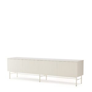 Wohnli Möbelsuche - 200 cm TV-Möbel in Weiß mit geriffeltem Design