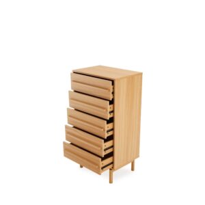 Holzkommode mit 5 Schubladen im natürlichen Stil 40x111x70cm Holz Braun Koketto Home Möbel Schlafzimmermöbel Kommoden