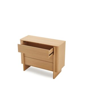 Kommode aus Eichenholz mit abgerundetem Design und 3 Schubladen 40x80x100cm Holz Braun Koketto Home Möbel Schlafzimmermöbel Kommoden