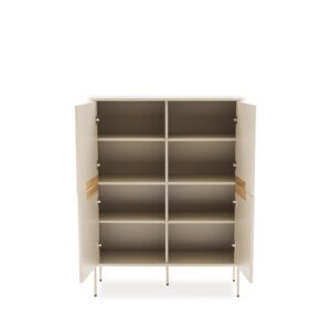 wohnli-moebel-suche-M26027685-1 100 cm hoher Sideboard in Beige mit Türen 40x130x100cm Holz Beige Koketto Home Möbel Esszimmermöbel Sideboards, Highboards & niedrige Anrichten