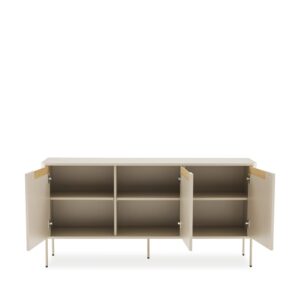 150 cm breiter Sideboard in Beige mit Türen 40x75x152cm Holz Beige Koketto Home Möbel Esszimmermöbel Sideboards, Highboards & niedrige Anrichten