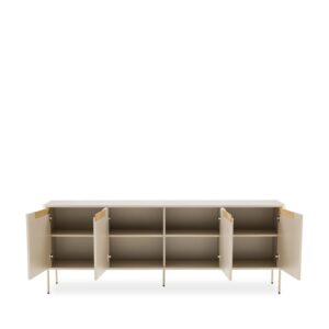 wohnli-moebel-suche-M26027690-1 200 cm breiter Sideboard in Beige mit Türen 40x75x200cm Holz Beige Koketto Home Möbel Esszimmermöbel Sideboards, Highboards & niedrige Anrichten