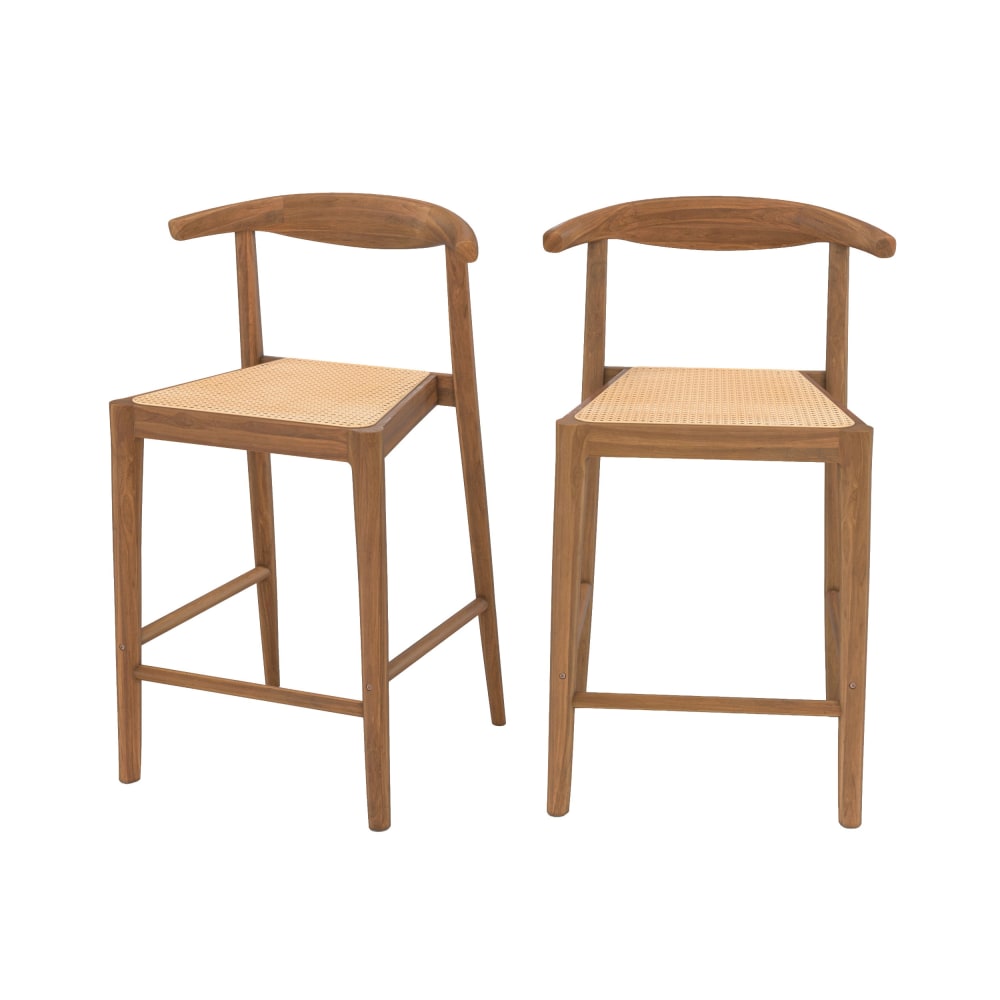 wohnli-moebel-suche-M26027747 Wohnli Möbelsuche - 2er Set Barstühle aus 64 cm Teakholz mit Lackierung und Rattan.