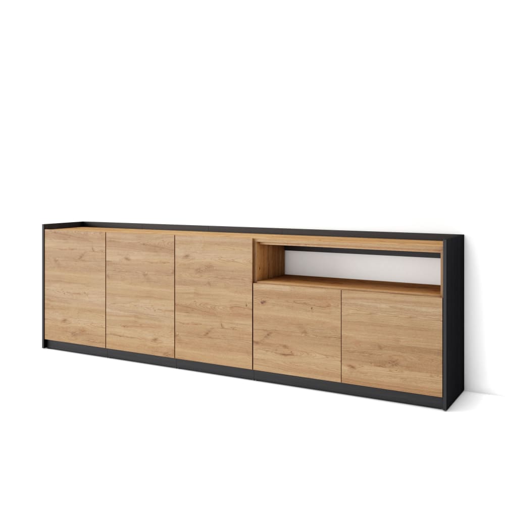 wohnli-moebel-suche-M26030059 Wohnli Möbelsuche - Sideboard Holzeffekt eiche und schwarz 263x37x80cm