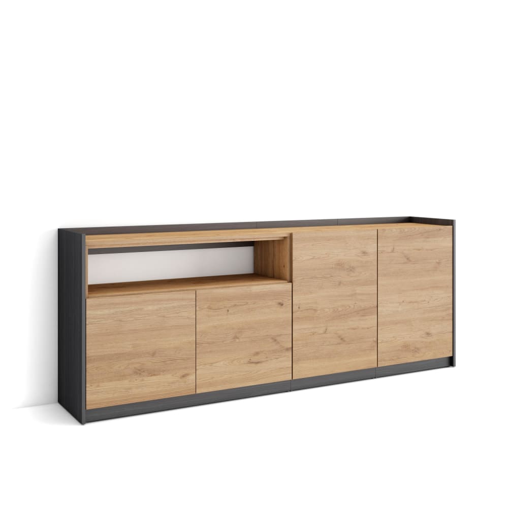 wohnli-moebel-suche-M26030060 Wohnli Möbelsuche - Sideboard Holzeffekt eiche und schwarz 210x37x80cm