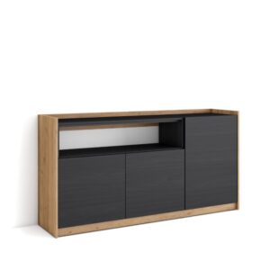 Wohnli Möbelsuche - Sideboard Holzeffekt schwarz und eiche 157x37x80cm