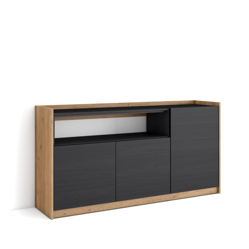 wohnli-moebel-suche-M26030061 Wohnli Möbelsuche - Sideboard Holzeffekt schwarz und eiche 157x37x80cm