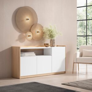 wohnli-moebel-suche-M26030063-1 Sideboard Holzeffekt weiß und soft eiche 157x37x80cm 157x80x37cm Spanplatte Weiß Skraut home Möbel Esszimmermöbel Sideboards, Highboards & niedrige Anrichten
