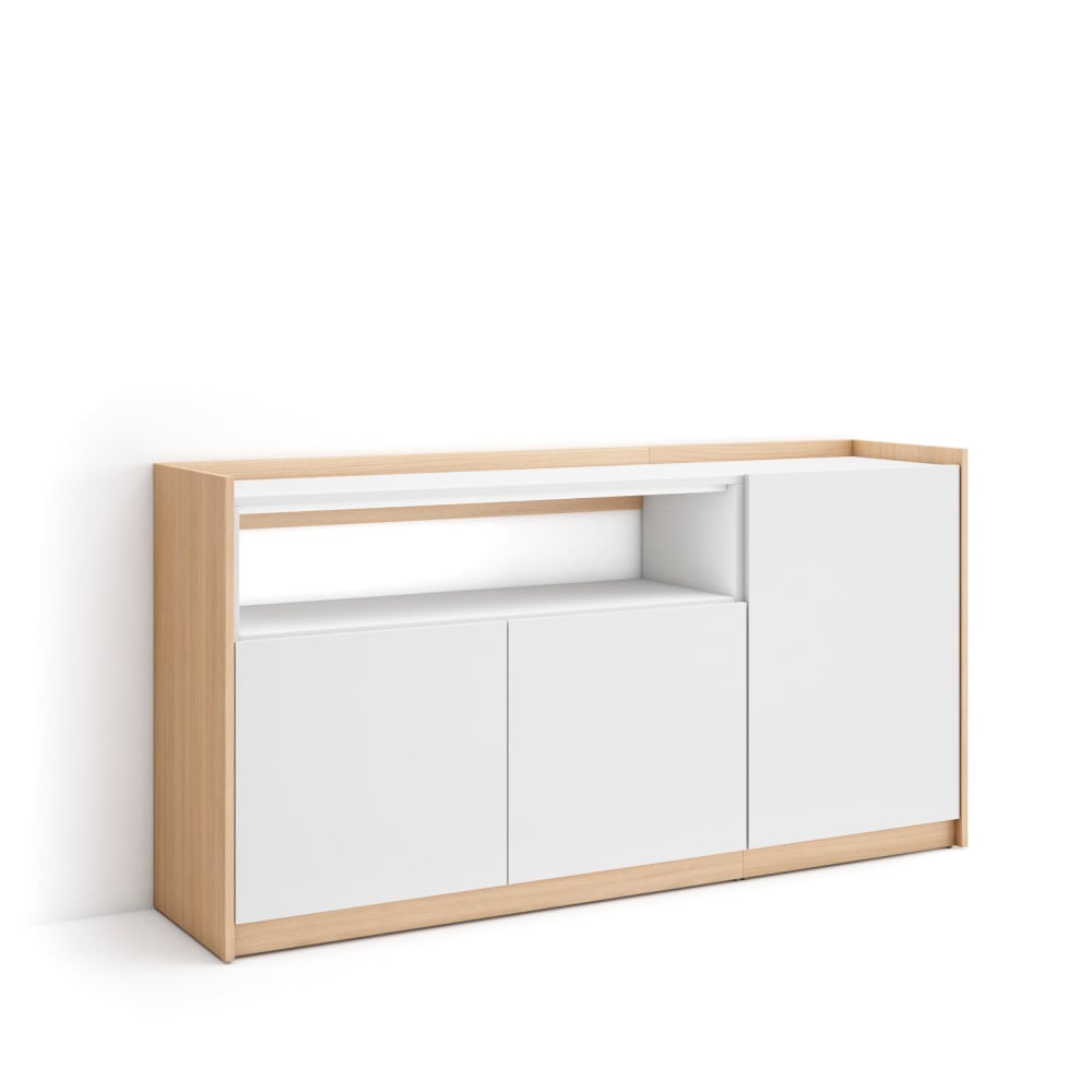 wohnli-moebel-suche-M26030063 Wohnli Möbelsuche - Sideboard Holzeffekt weiß und soft eiche 157x37x80cm
