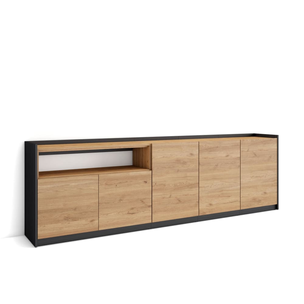 wohnli-moebel-suche-M26030067 Wohnli Möbelsuche - Sideboard Holzeffekt eiche und schwarz 263x37x80cm