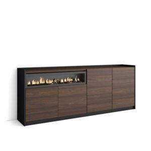 wohnli-moebel-suche-M26030074 Wohnli Möbelsuche - Sideboard Holzeffekt Eiche schwarz 210x37x80cm Kamin mit Feuereffekt