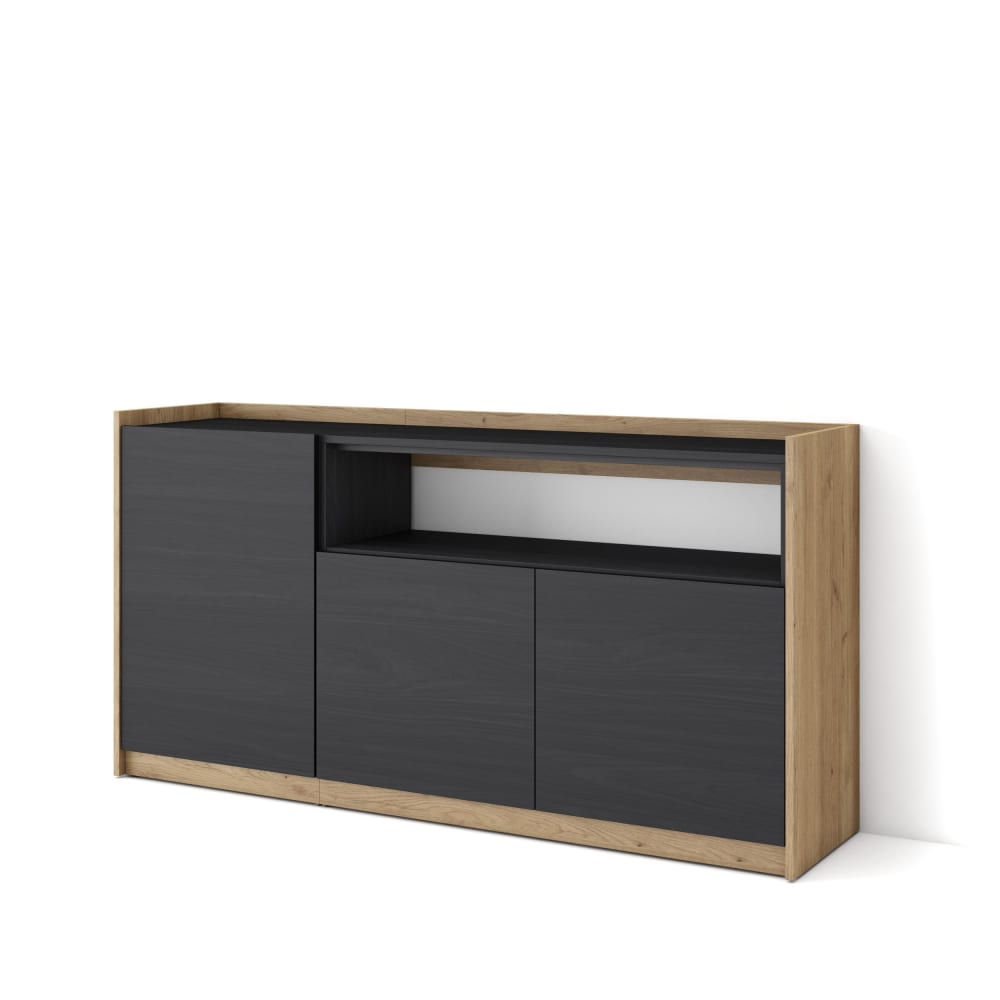 wohnli-moebel-suche-M26030081 Wohnli Möbelsuche - Sideboard Holzeffekt schwarz und eiche 157x37x80cm