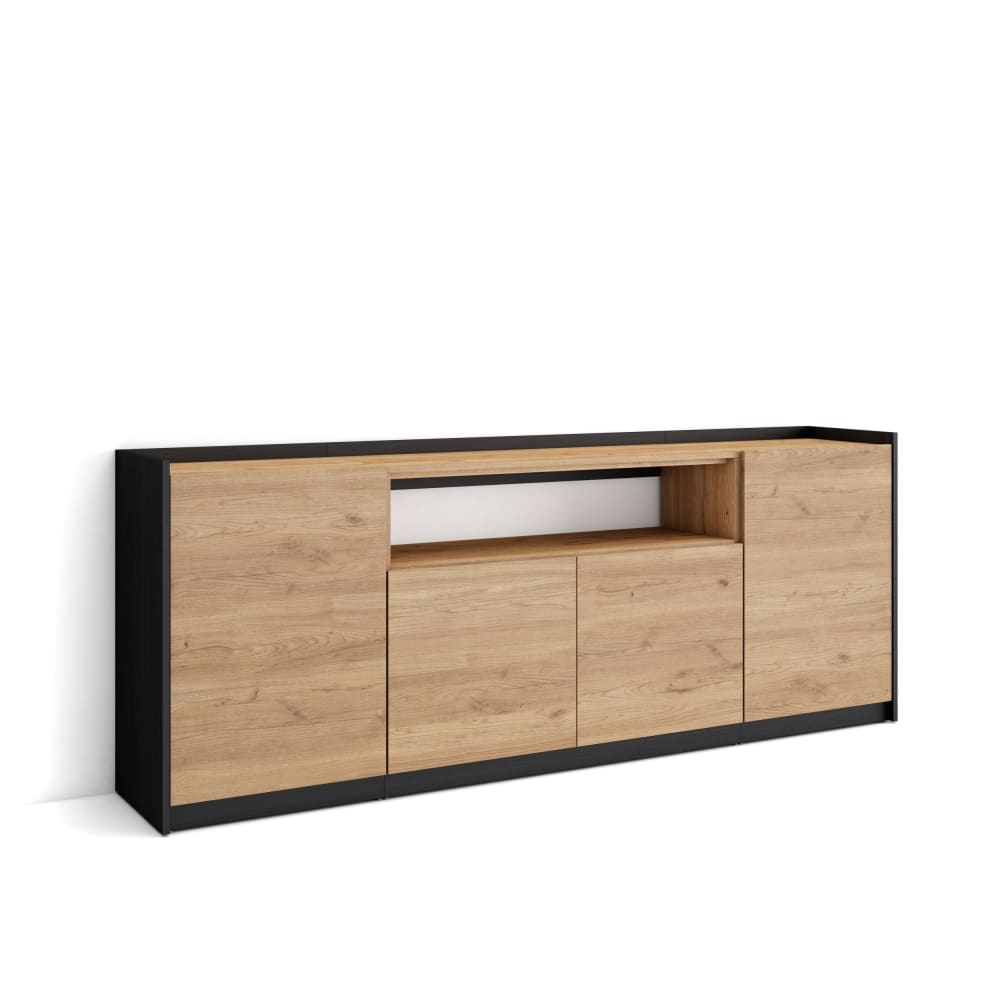 wohnli-moebel-suche-M26030086 Wohnli Möbelsuche - Sideboard Holzeffekt eiche und schwarz 210x37x80cm