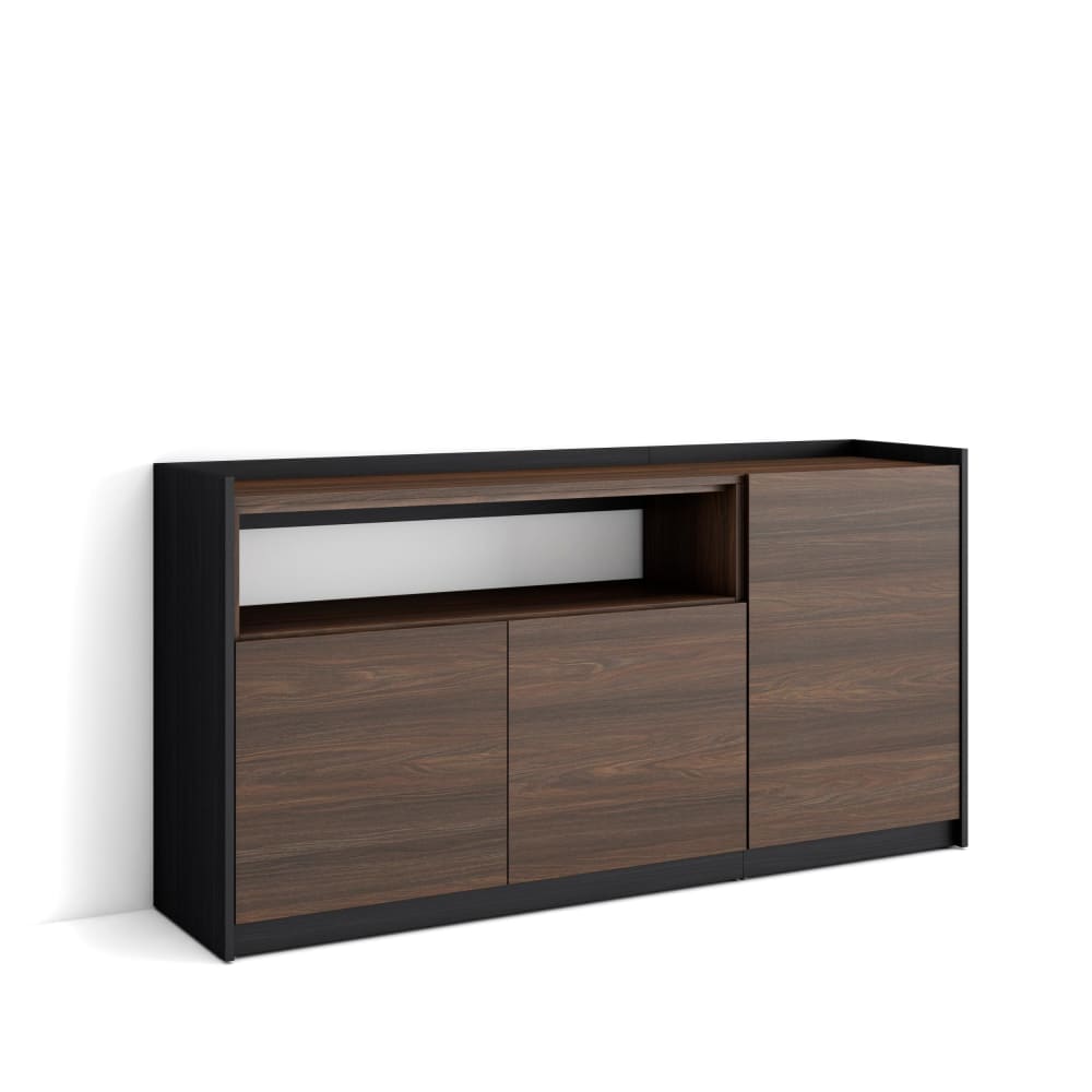 wohnli-moebel-suche-M26030088 Wohnli Möbelsuche - Sideboard Holzeffekt dunkle Eiche und schwarz 157x37x80cm