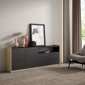 wohnli-moebel-suche-M26030089-1 Sideboard Holzeffekt schwarz und eiche 210x37x80cm 210x80x37cm Spanplatte Schwarz Skraut home Möbel Esszimmermöbel Sideboards, Highboards & niedrige Anrichten