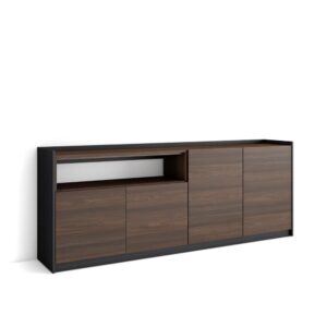 wohnli-moebel-suche-M26030101 Wohnli Möbelsuche - Sideboard Holzeffekt dunkle Eiche und schwarz 210x37x80cm