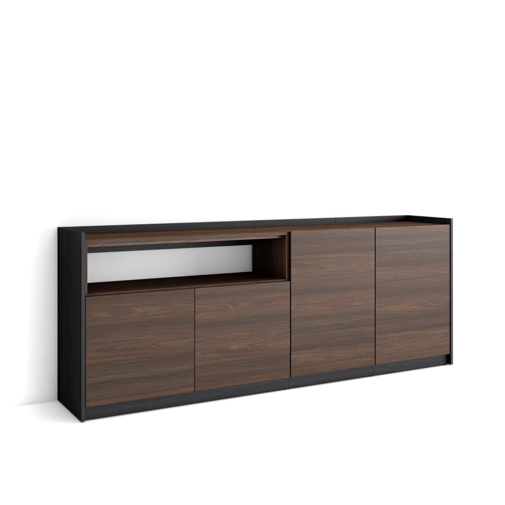 wohnli-moebel-suche-M26030101 Wohnli Möbelsuche - Sideboard Holzeffekt dunkle Eiche und schwarz 210x37x80cm