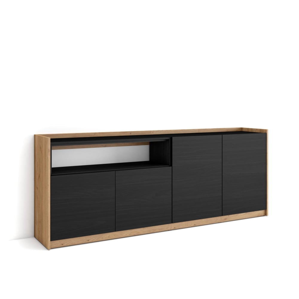 wohnli-moebel-suche-M26030102 Wohnli Möbelsuche - Sideboard Holzeffekt schwarz und eiche 210x37x80cm