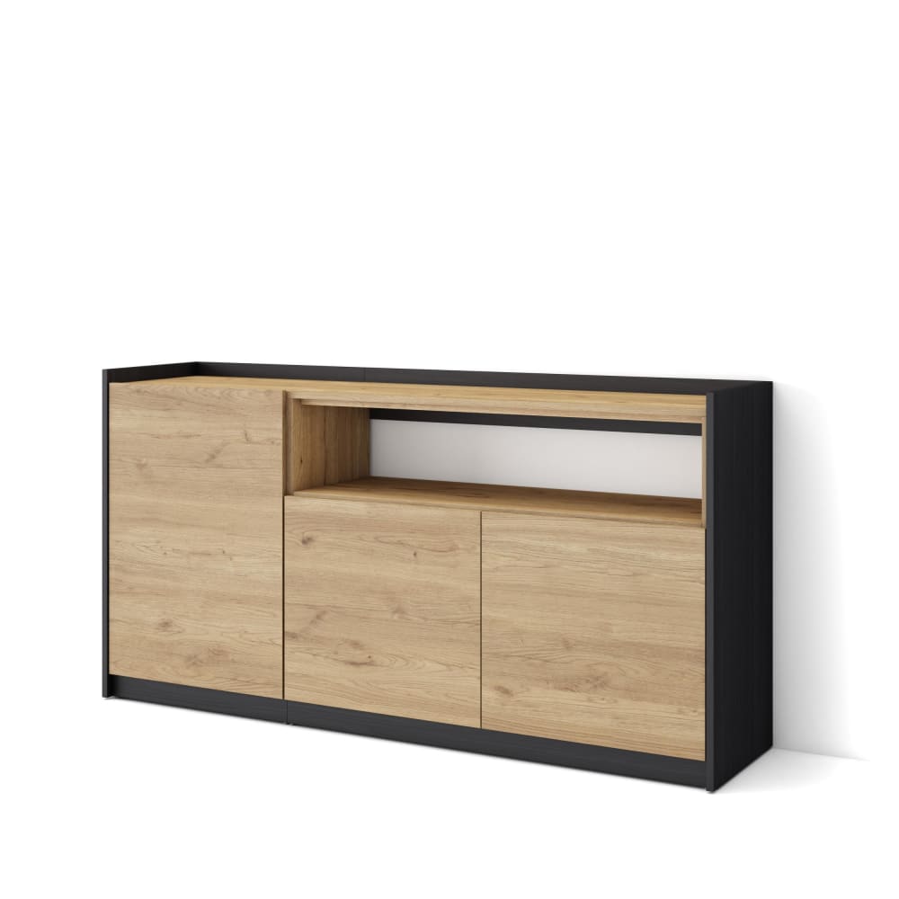 wohnli-moebel-suche-M26030105 Wohnli Möbelsuche - Sideboard Holzeffekt eiche und schwarz 157x37x80cm