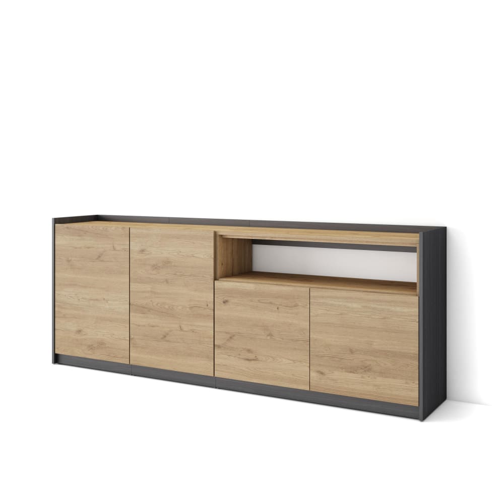 wohnli-moebel-suche-M26030111 Wohnli Möbelsuche - Sideboard Holzeffekt eiche und schwarz 210x37x80cm