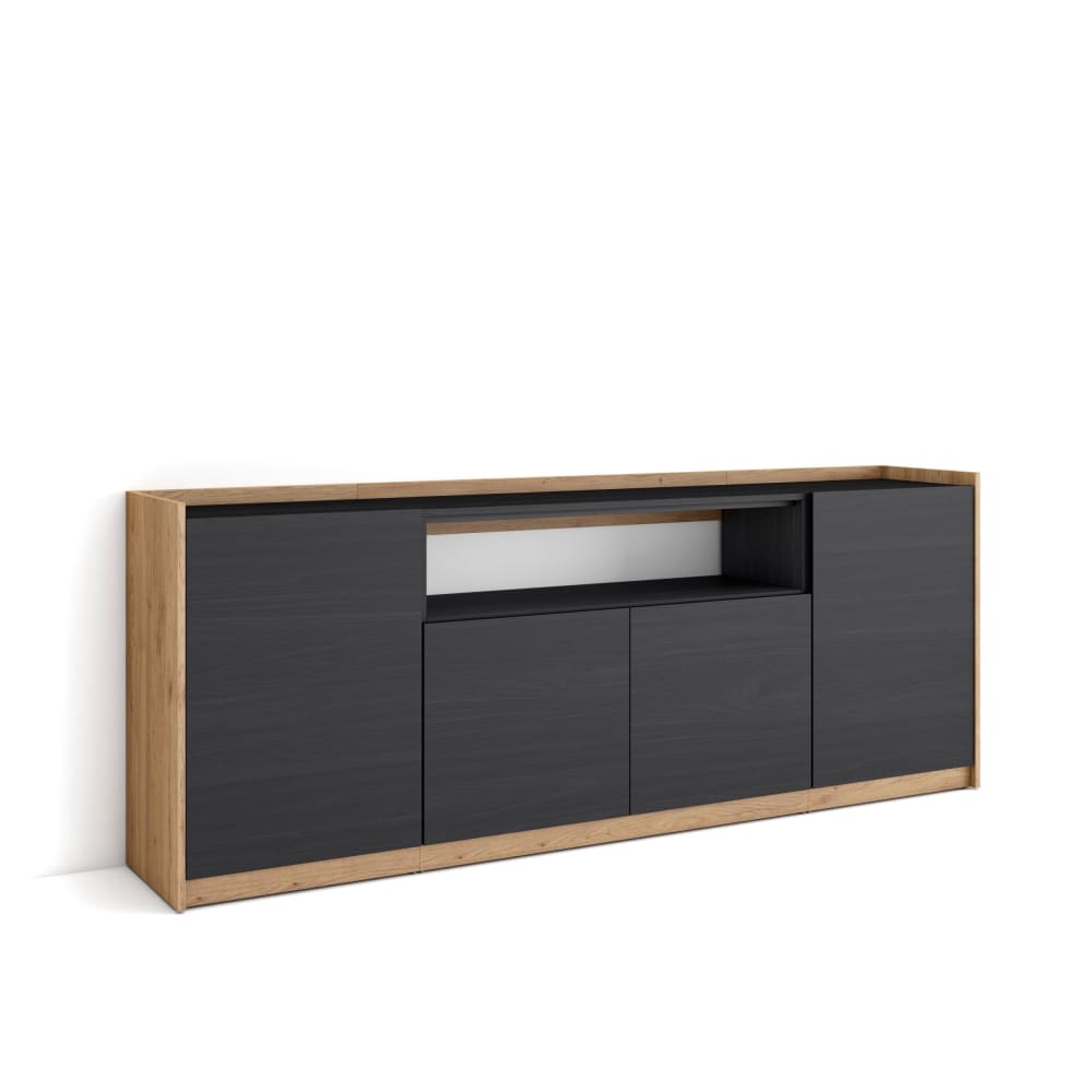 wohnli-moebel-suche-M26030112 Wohnli Möbelsuche - Sideboard Holzeffekt schwarz und eiche 210x37x80cm