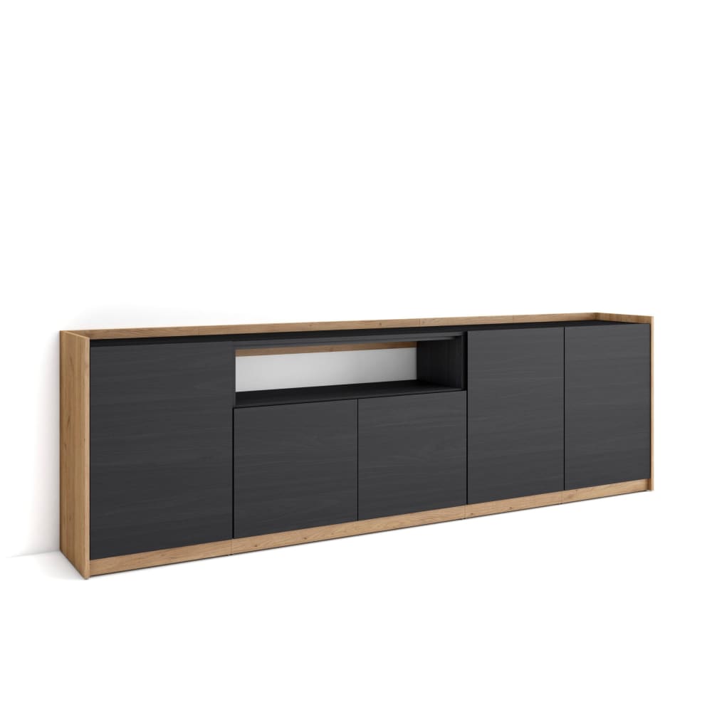 wohnli-moebel-suche-M26030113 Wohnli Möbelsuche - Sideboard Holzeffekt schwarz und eiche 263x37x80cm