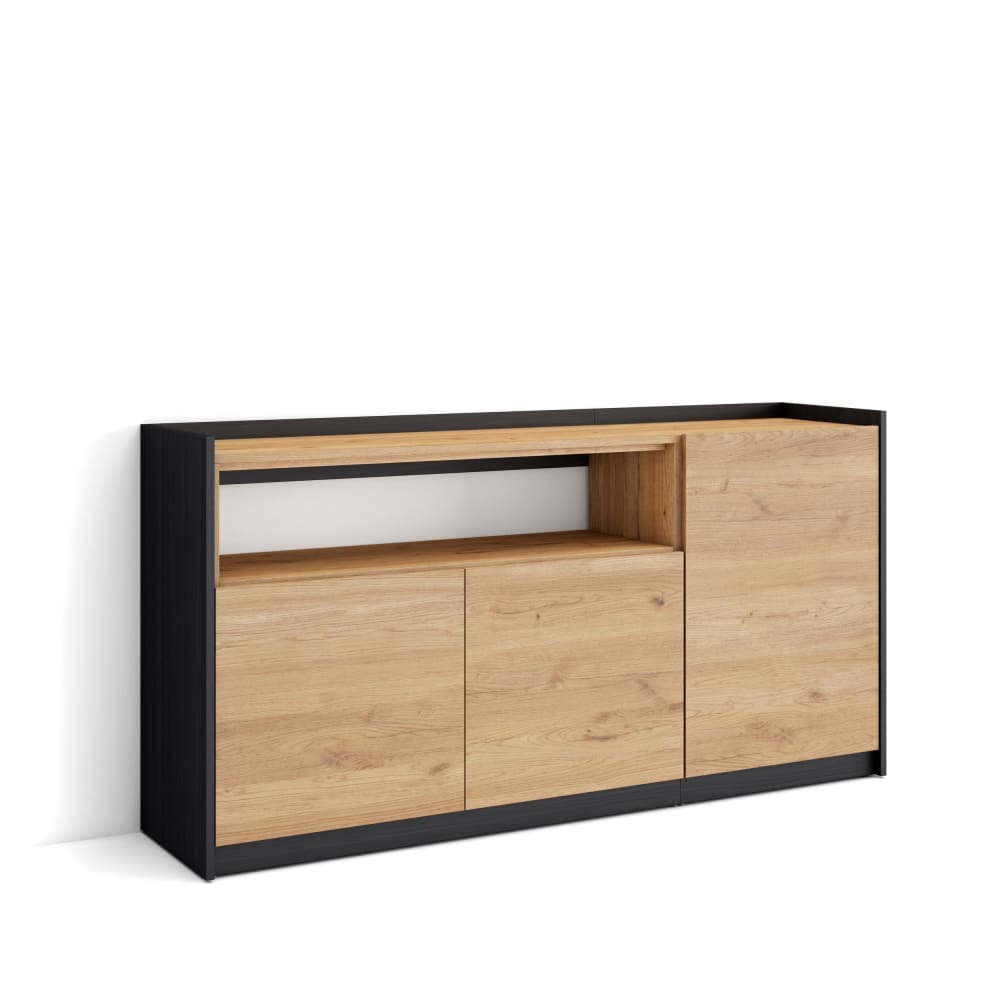 wohnli-moebel-suche-M26030114 Wohnli Möbelsuche - Sideboard Holzeffekt eiche und schwarz 157x37x80cm
