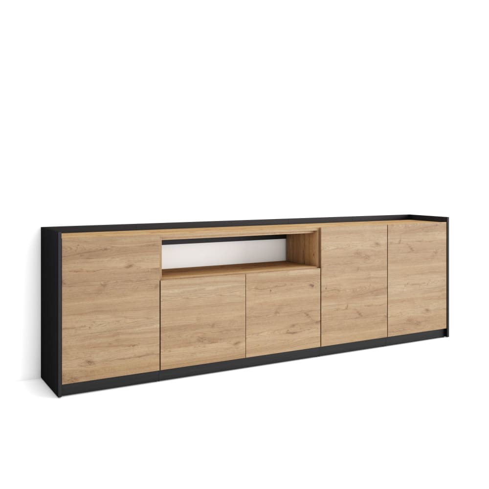 wohnli-moebel-suche-M26030118 Wohnli Möbelsuche - Sideboard Holzeffekt eiche und schwarz 263x37x80cm