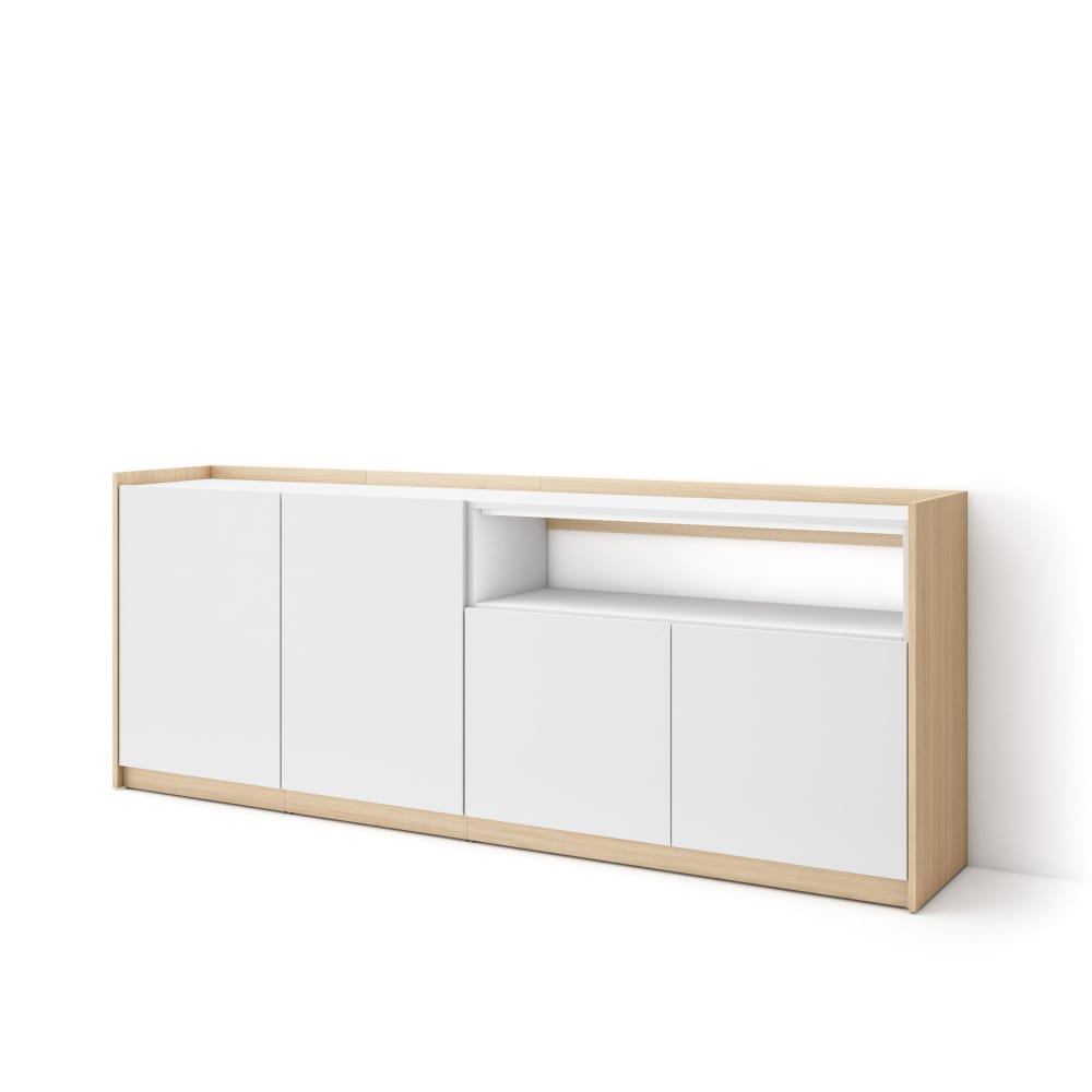 wohnli-moebel-suche-M26030120 Wohnli Möbelsuche - Sideboard Holzeffekt weiß und soft eiche 210x37x80cm