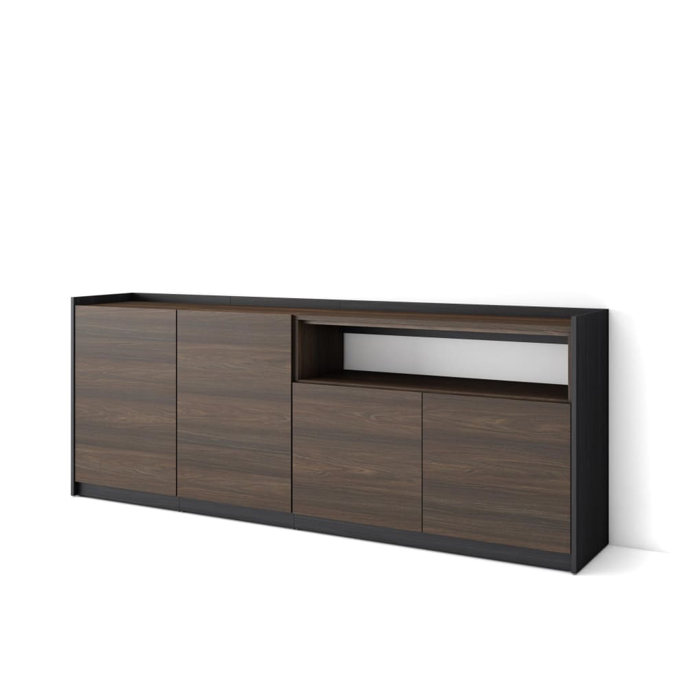 wohnli-moebel-suche-M26030122 Wohnli Möbelsuche - Sideboard Holzeffekt dunkle Eiche und schwarz 210x37x80cm