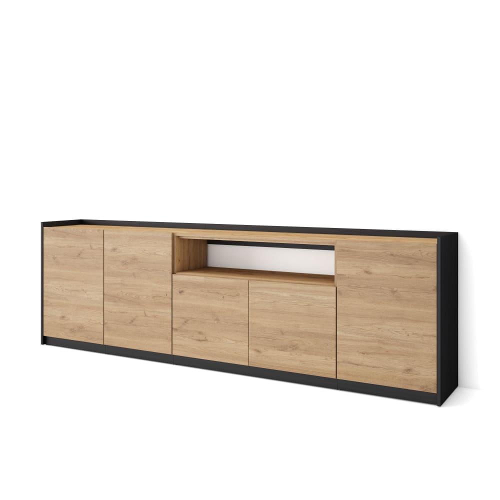 wohnli-moebel-suche-M26030124 Wohnli Möbelsuche - Sideboard Holzeffekt eiche und schwarz 263x37x80cm