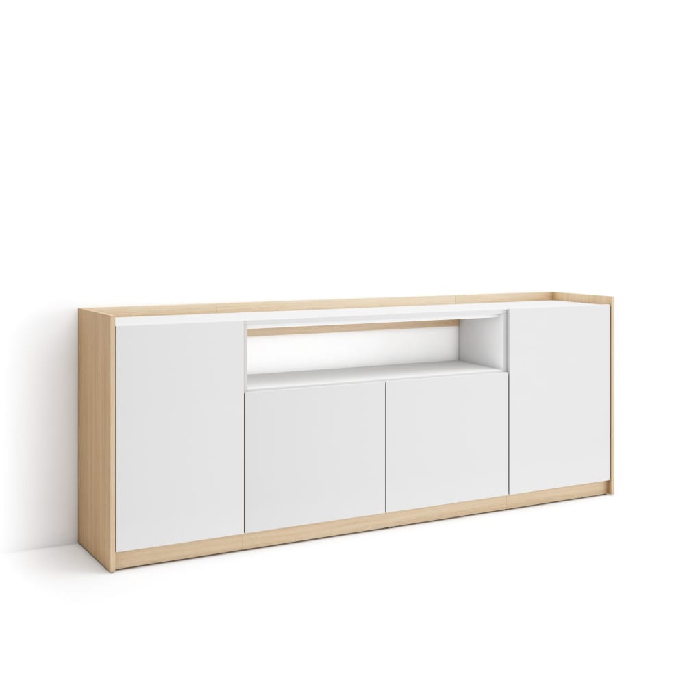 wohnli-moebel-suche-M26030125 Wohnli Möbelsuche - Sideboard Holzeffekt weiß und soft eiche 210x37x80cm