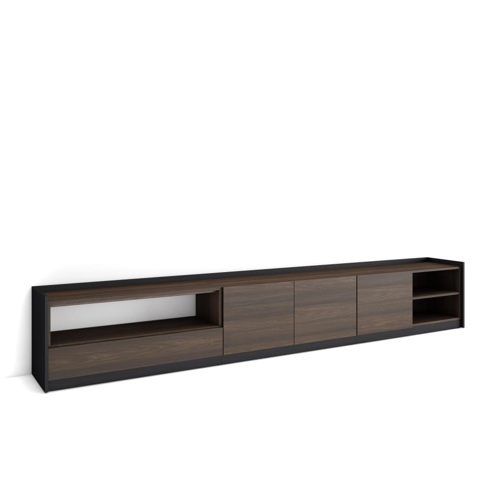 wohnli-moebel-suche-M26030128 Wohnli Möbelsuche - TV-Möbel Holzeffekt dunkle Eiche und schwarz 310x37x50cm