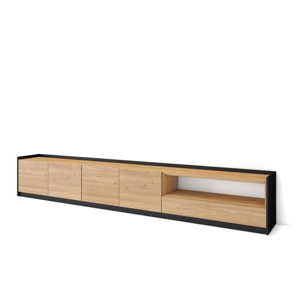 Wohnli Möbelsuche - TV-Möbel Holzeffekt eiche und schwarz 310x37x50cm