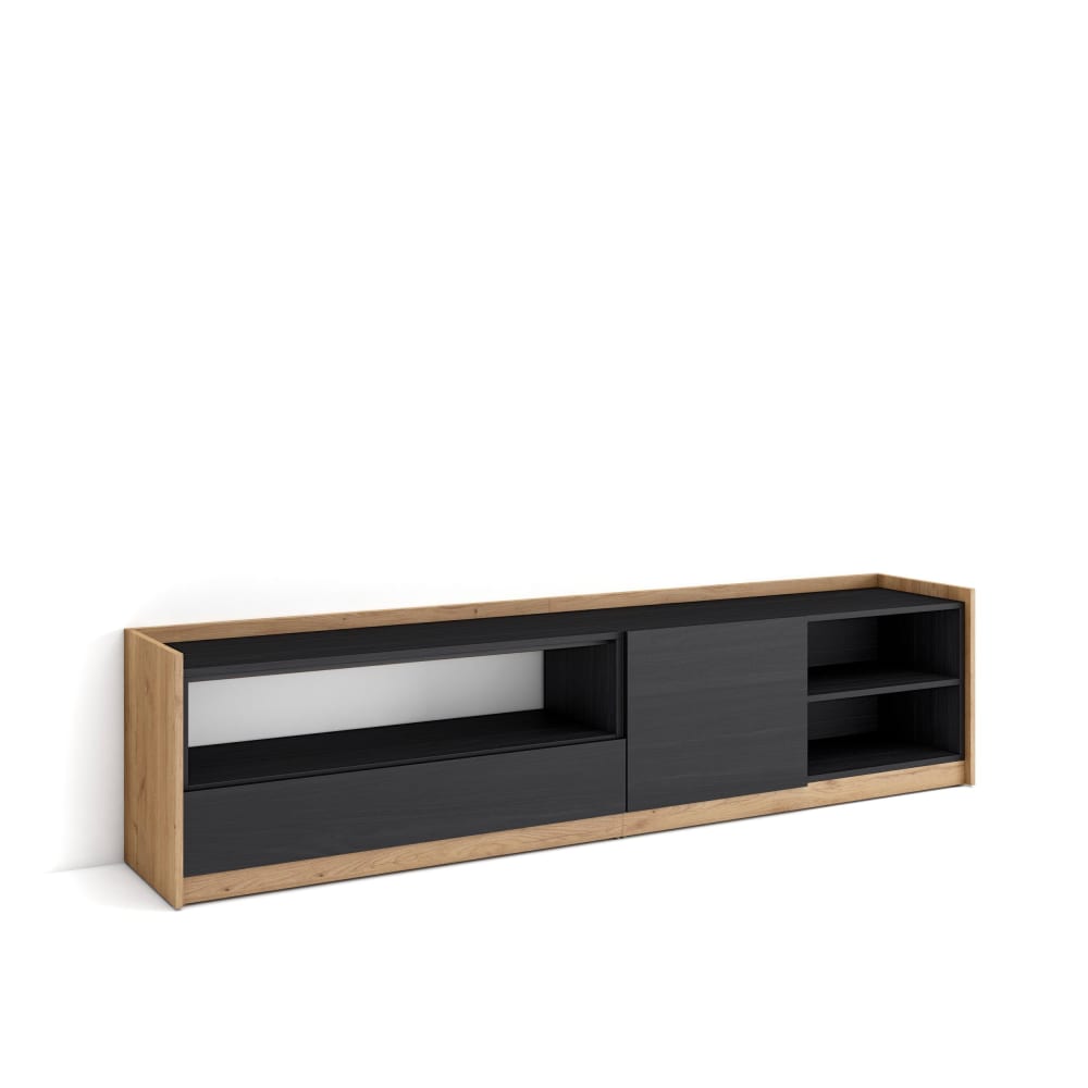 Wohnli Möbelsuche - TV-Möbel Holzeffekt schwarz und eiche 208x37x50cm