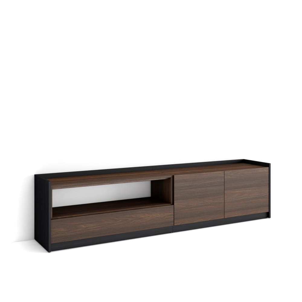 wohnli-moebel-suche-M26030135 Wohnli Möbelsuche - TV-Möbel Holzeffekt dunkle Eiche und schwarz 208x37x50cm