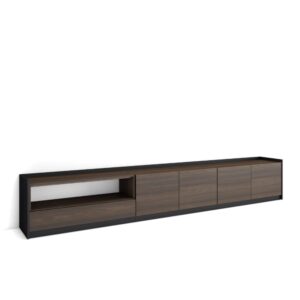 Wohnli Möbelsuche - TV-Möbel Holzeffekt dunkle Eiche und schwarz 310x37x50cm