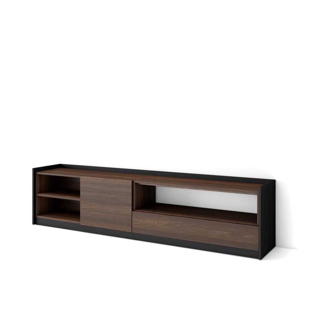 wohnli-moebel-suche-M26030146 Wohnli Möbelsuche - TV-Möbel Holzeffekt dunkle Eiche und schwarz 208x37x50cm
