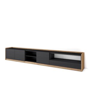 Wohnli Möbelsuche - TV-Möbel Holzeffekt schwarz und eiche 310x37x50cm