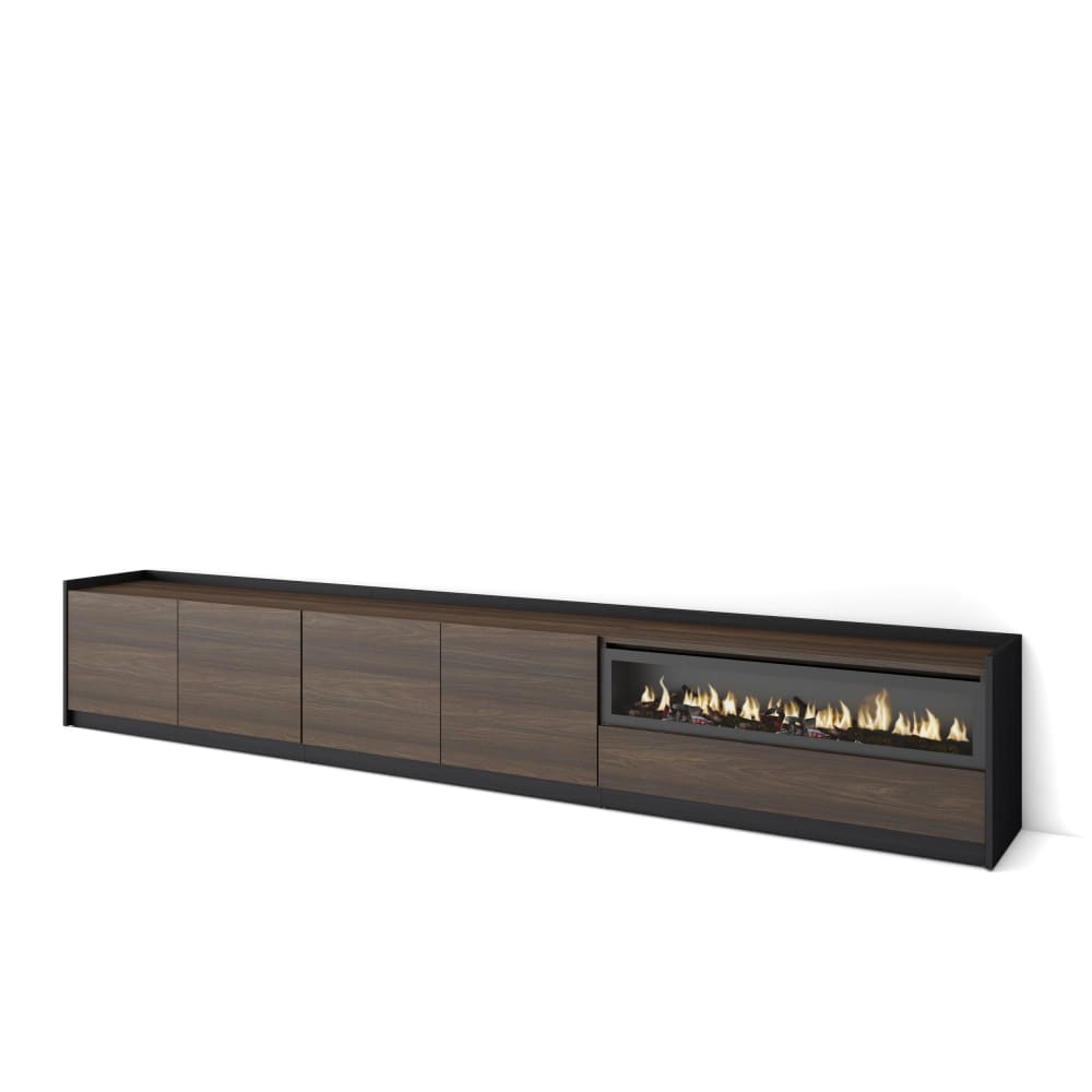 wohnli-moebel-suche-M26030155 Wohnli Möbelsuche - TV-Möbel Holzeffekt Eiche schwarz 310x37x50cm Kamin mit Feuereffekt