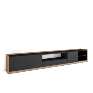 Wohnli Möbelsuche - TV-Möbel Holzeffekt schwarz und eiche 310x37x50cm
