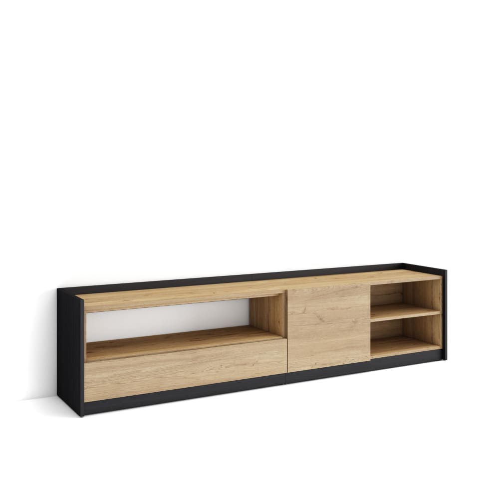 Wohnli Möbelsuche - TV-Möbel Holzeffekt eiche und schwarz 208x37x50cm