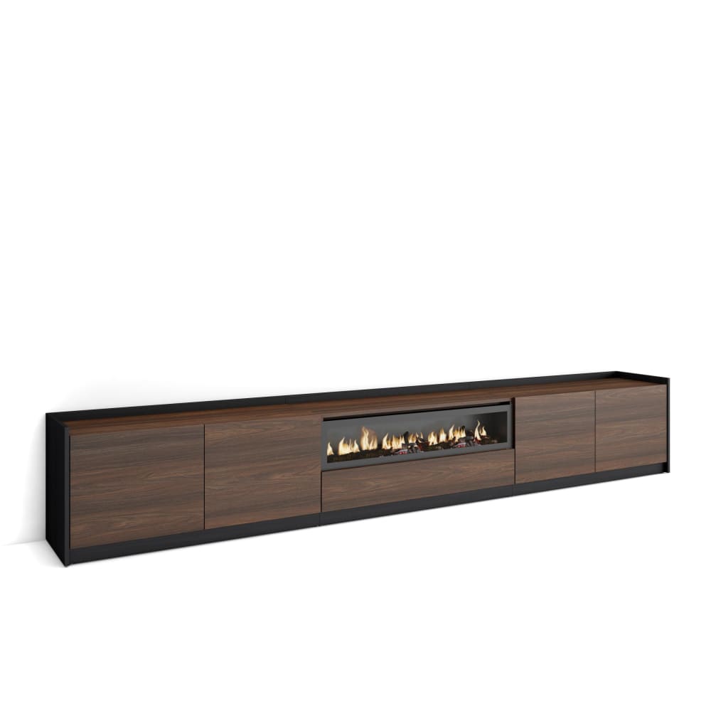 wohnli-moebel-suche-M26030158 Wohnli Möbelsuche - TV-Möbel Holzeffekt Eiche schwarz 310x37x50cm Kamin mit Feuereffekt