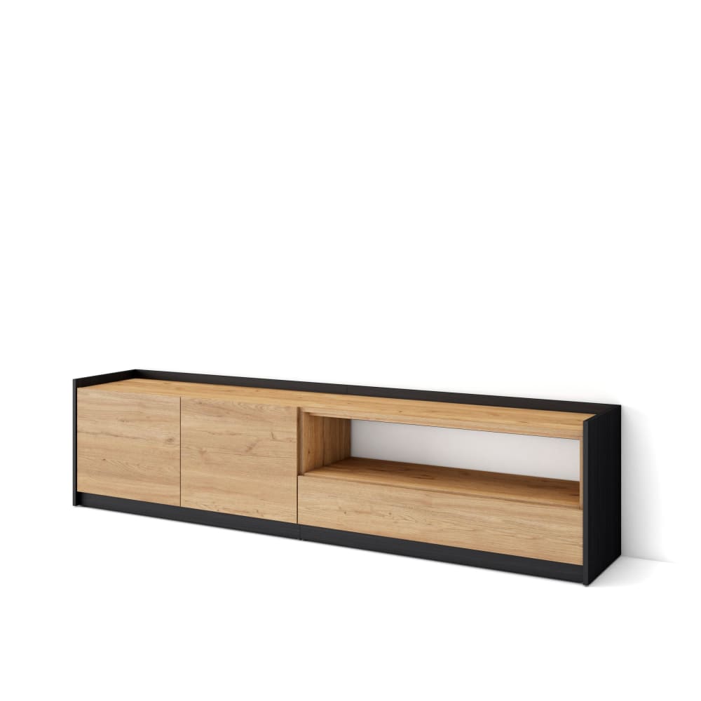 Wohnli Möbelsuche - TV-Möbel Holzeffekt eiche und schwarz 208x37x50cm