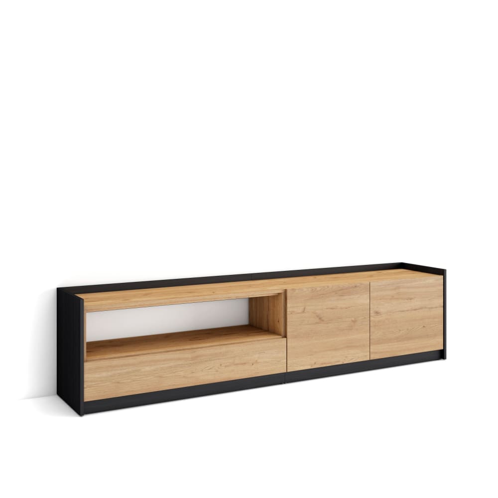 Wohnli Möbelsuche - TV-Möbel Holzeffekt eiche und schwarz 208x37x50cm