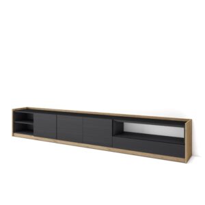Wohnli Möbelsuche - TV-Möbel Holzeffekt schwarz und eiche 310x37x50cm